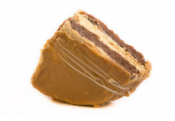 a piece of cake with caramel cream
