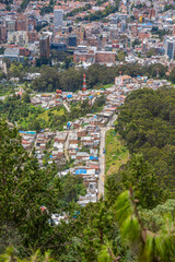 On November 7, 2021, Bogota, Colombia. View over the Paraiso neighborhood of Chapinero from the eastern hills