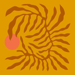 Abstract shape floral cutout collage boho naive funky handdrawn style art