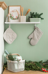 christmas decoration light mint kitchen interior family