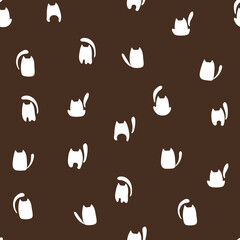 Abstract cats seamless vetor pattern. Cats doodle pattern