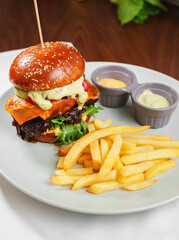 Burger and fries