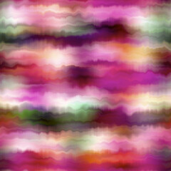Bleed stripe summer tie dye batik beach wear pattern. Seamless variegated gradient space dyed shibori effect. Washed out painterly trendy fashion print background. 