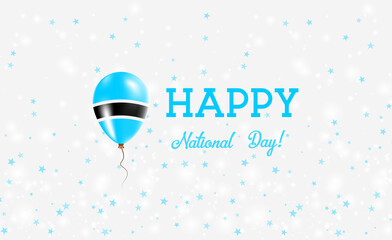 Botswana National Day patriotic poster. Flying Rubber Balloon in Colors of the Motswana Flag. Botswana National Day background with Balloon, Confetti, Stars, Bokeh and Sparkles.