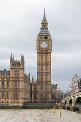 Big Ben Clock Tower and Westminster bridge over the thames river in London, UK