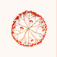 Modern winter frame inspired concept. Awesome christmas organic red berries. Champagne background