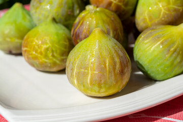 New harvest of fresh ripe sweet fig fruits