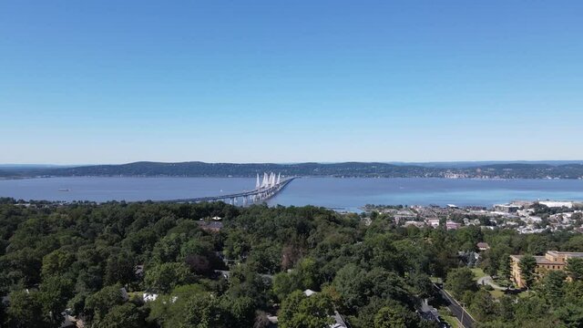 Drone panning down over Tappan Zee Bridge
-Tarrytown, NY