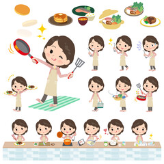 料理に関するピンクジャージ中年女性のセット