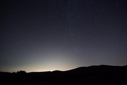 A time lapse view of A Meteor shower and the milky way