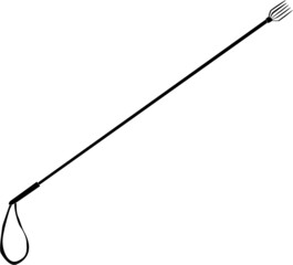 魚を突くモリのシルエット