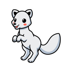 Cute little arctic fox cartoon standing