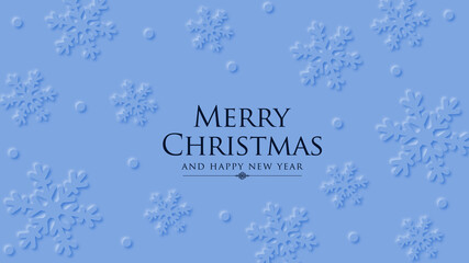 Blue christmas card with snowflake composition.