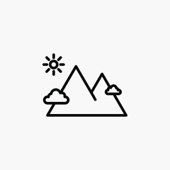 Mountain, peak, hill line icon, vector, illustration, logo template. Suitable for many purposes.