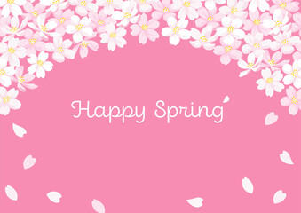 Cherry Blossoms Illustration Frame, Pink Background