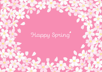 Obraz na płótnie Canvas Cherry Blossoms Illustration Frame, Pink Background