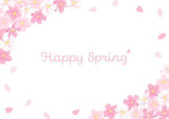 Fototapeta na wymiar Cherry Blossoms Illustration Frame, White Background