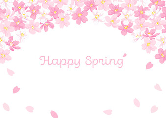Fototapeta na wymiar Cherry Blossoms Illustration Frame, White Background