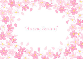 Obraz na płótnie Canvas Cherry Blossoms Illustration Frame, White Background