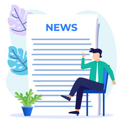 Illustration vector graphic cartoon character of newspaper