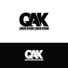 QAK letter monogram logo design vector