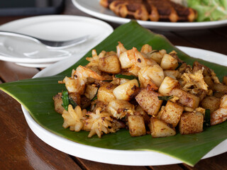 Elevated Singapore Carrot Cake with copyspace