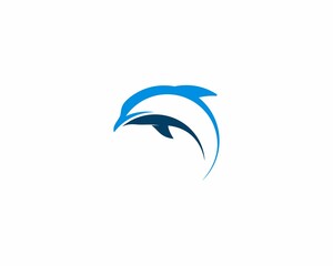 Dolphin in silhouette vector illustration logo