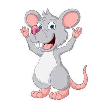 Cute rat cartoon raising hands
