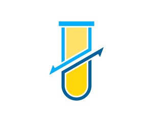 Simple bottle laboratory with upside down arrow inside