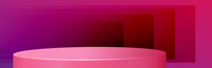 Obraz premium 3d Round podium stage with nice and creative symbols on paper cut style with color background for cosmetics brand design and advertising