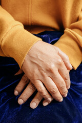 close-up of hands of unrecognizable woman