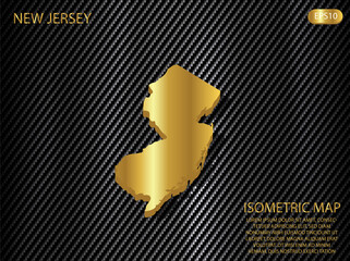  isometric map gold of New Jersey on carbon kevlar texture pattern tech sports innovation concept background. for website, infographic, banner vector illustration EPS10