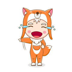 Cute boy wears fox costume