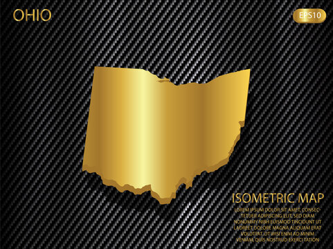 isometric map gold of Ohio on carbon kevlar texture pattern tech sports innovation concept background. for website, infographic, banner vector illustration EPS10