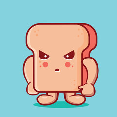 Fototapeta premium mad bread food mascot isolated cartoon in flat style