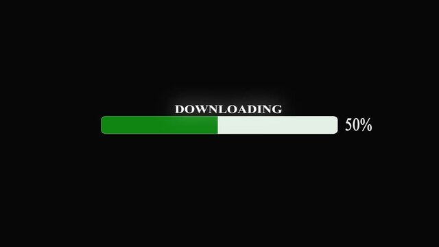 Animation of Futuristic Loading Transfer Download 0-100.Ideal for upload and progress concepts. Loading bar 0-100%.Futuristic progress loading bar 0-100 percent on Black Background. progress animation