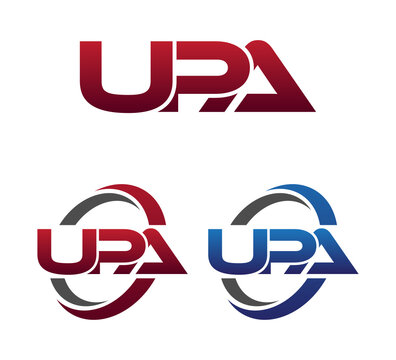 Modern 3 Letters Initial logo Vector Swoosh Red Blue UPA	
