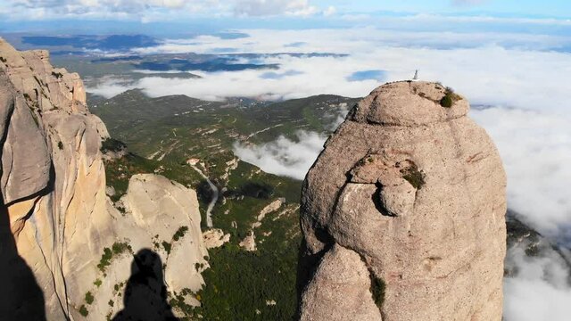 Aerial: Montserrat mountain range from the air
