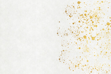 Fototapeta na wymiar Gold splash pattern on white Japanese paper background image