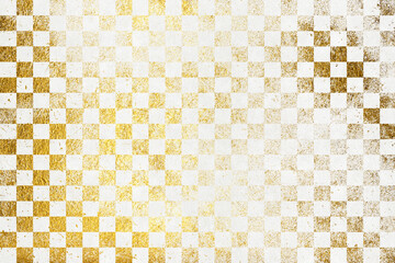 Background image of golden checkered pattern on white Japanese paper