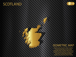 isometric map gold of Scotland on carbon kevlar texture pattern tech sports innovation concept background. for website, infographic, banner vector illustration EPS10