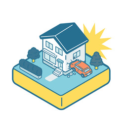 A car crashes into a house