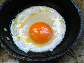 fried egg on a frying pan