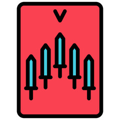 five of swords filled outline icon