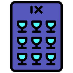 nine of cups filled outline icon