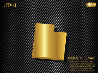 isometric map gold of Utah on carbon kevlar texture pattern tech sports innovation concept background. for website, infographic, banner vector illustration EPS10