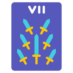seven of swords flat icon