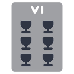 six of cups flat icon