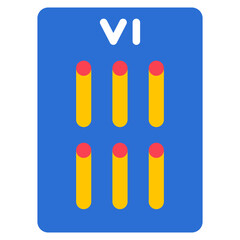 six of wands flat icon