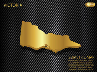 isometric map gold of Victoria on carbon kevlar texture pattern tech sports innovation concept background. for website, infographic, banner vector illustration EPS10